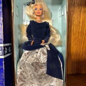 Elegant Doll in Blue and Silver Gown